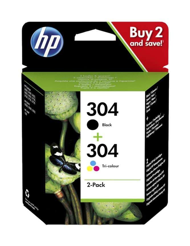 HP 304 Noir + Couleur Pack de 2 cartouches d'encre originales - 3JB05AE